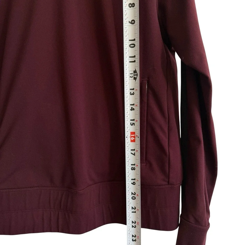 Lululemon Maroon Cold Shoulder Zip Pockets Pullover Scuba Sweatshirt Sz S/M #379